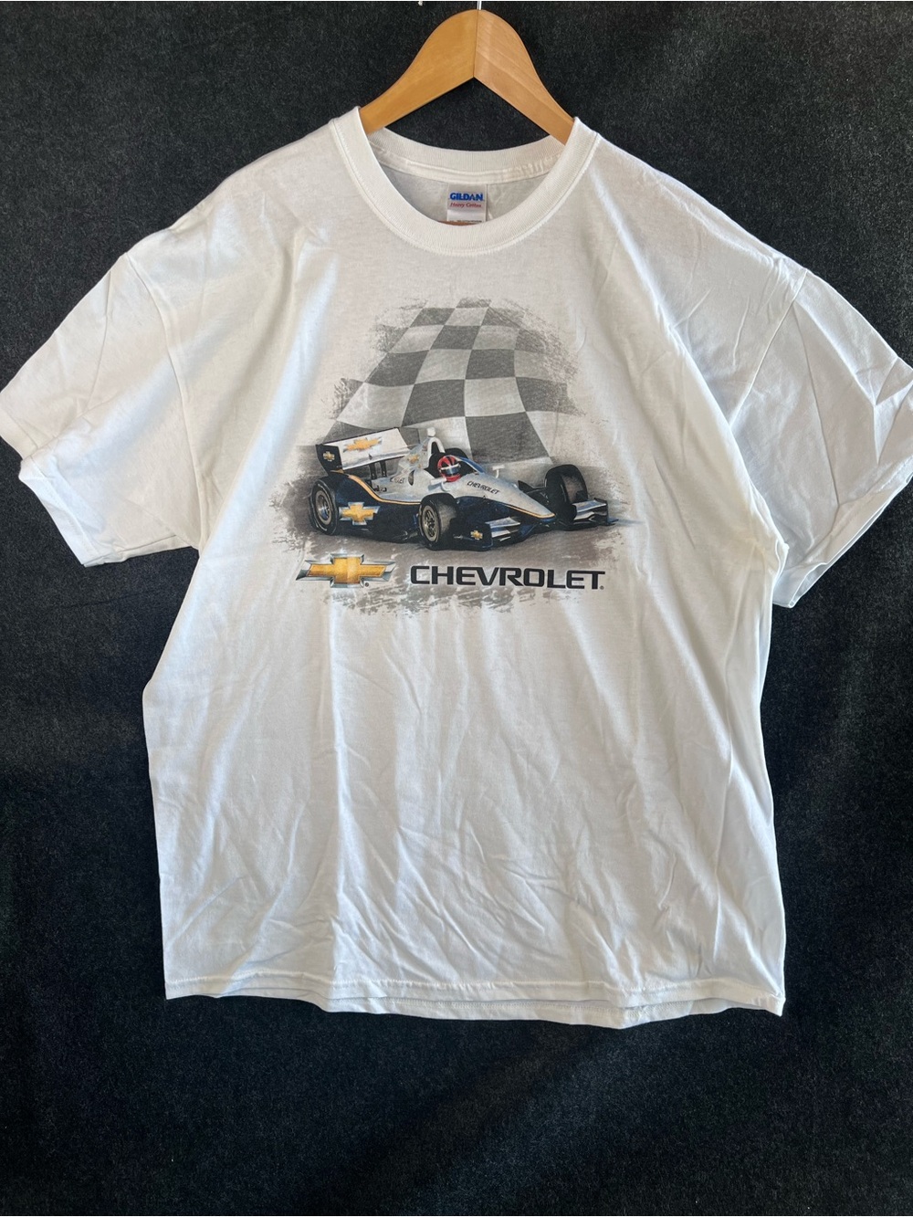 Chevrolet Nascar Indy White Graphic T-shirt Mens Size XL Raceway Logo